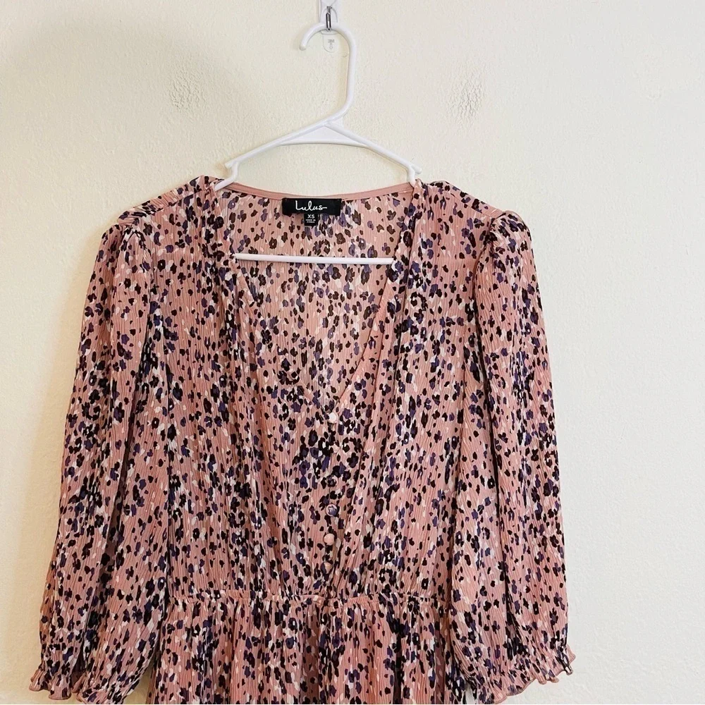 Lulus Parkside Mauve Multi-Print Mini Dress Women Size XS Pink/Purple - Picture 8 of 12